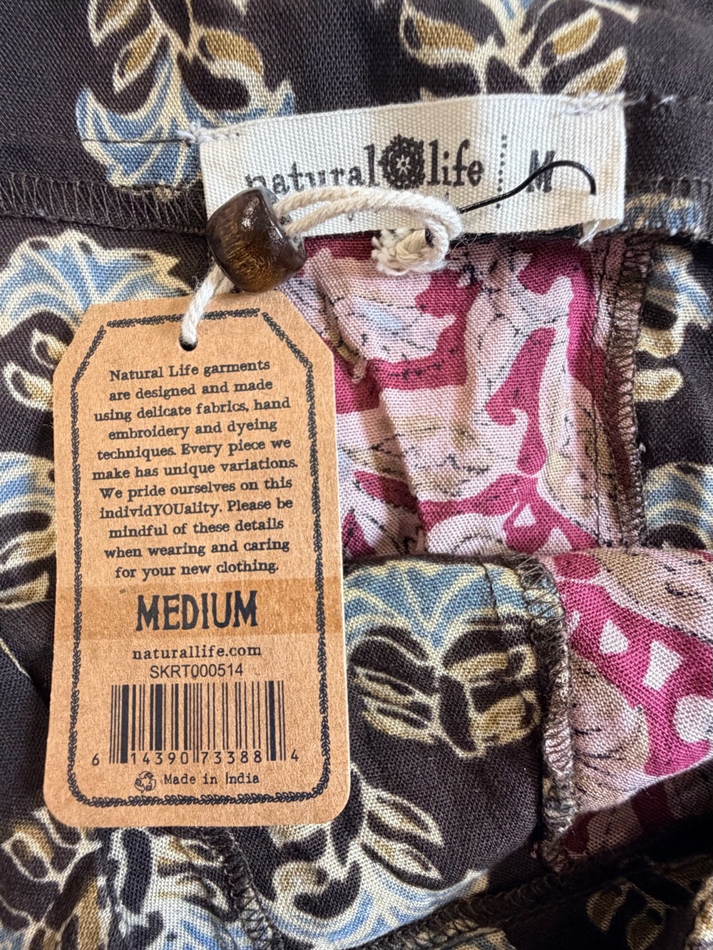 Natural Life Mix It Up Boheimian Patch Work Maxi Skirt Size M NWT - Picture 6 of 7